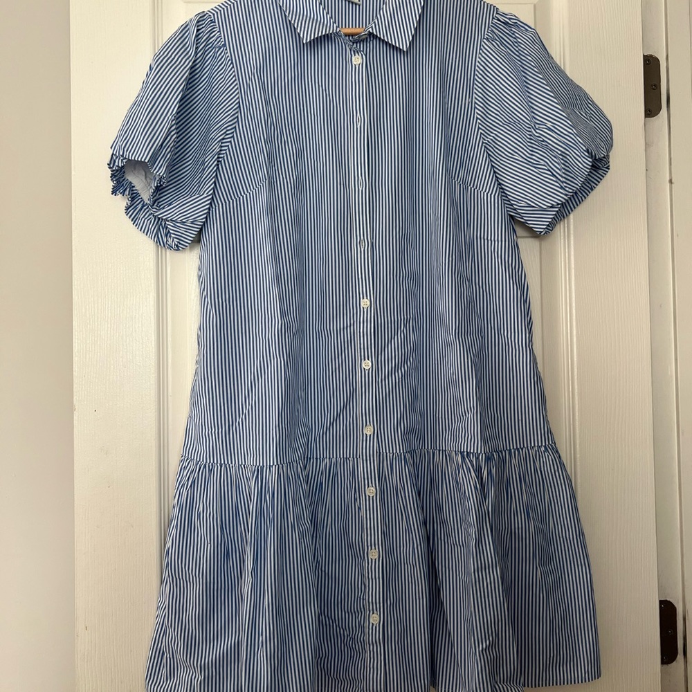 J. Crew Kids Blue and White Striped Dress